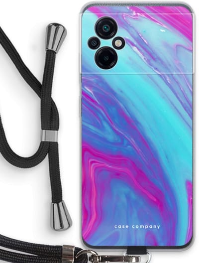 Case Company® - Hoesje met koord geschikt voor Xiaomi Poco M5 hoesje met Koord - Zweverige regenboog - Telefoonhoesje met Zwart Koord - Bescherming aan alle Kanten en Over de Schermrand