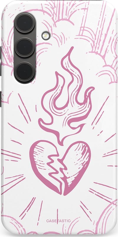Casetastic Hoesje Geschikt voor Samsung S24 - Stijlvolle Beschermende Duo-layer Case - Roze Liefdesvlam