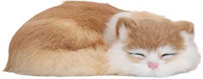 Dailygoods - Harige Slapende Kat Beeldje - Realistisch Pluche Knuffeldier voor Thuis