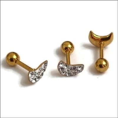 Aramat Jewels | Piercings | Helixpiercing met Maan Kristal Goudkleur | | | |8mm | Staal | Volwassenen | Verkleurd niet