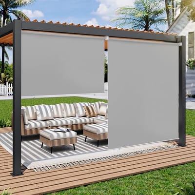 Verticale zonwering - Balkonluifel Rolgordijn - Balkon Schaduw Creëren - Waterafstotend PU-coating - 100x240CM - Lichtgrijs