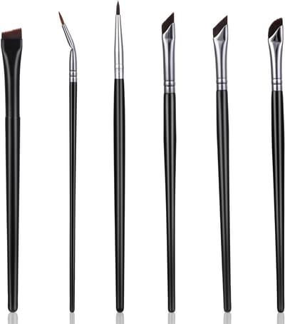 Dailygoods- Eyelinerborstelset 6 Stuks - Ultra Dunne Borstels - Gebogen Platte Definer - Precisie Make-up Borstels - Multifunctioneel - Nauwkeurige Controle