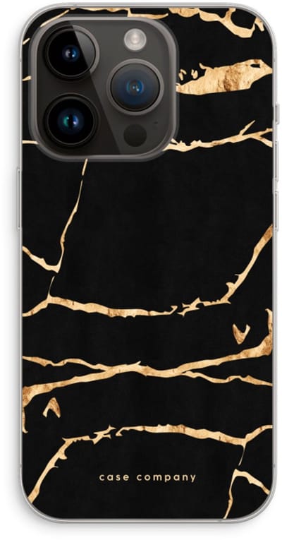 Case Company® - Hoesje geschikt voor iPhone 14 Pro hoesje - Gouden marmer - Soft Cover Telefoonhoesje - Bescherming aan alle Kanten en Schermrand