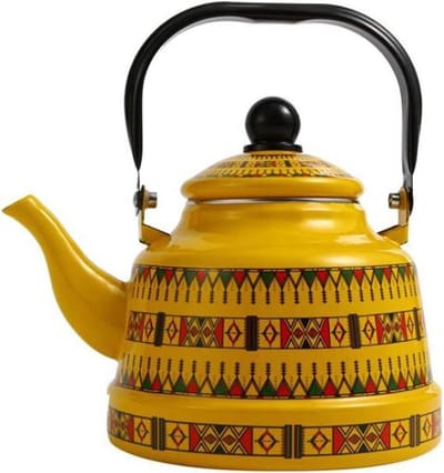 Theepot Waterkoker - Emaille Ketel - Water Koken - Geschikt Inductie - 1.1 Liter - Zwart