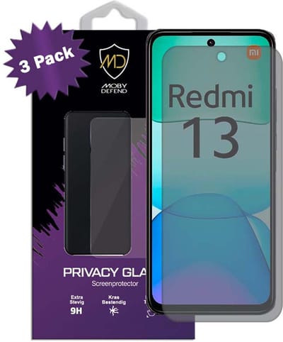 3-Pack MobyDefend Screenprotectors - Geschikt voor Xiaomi Redmi 13 4G - Matte Privacy Glass Screensavers