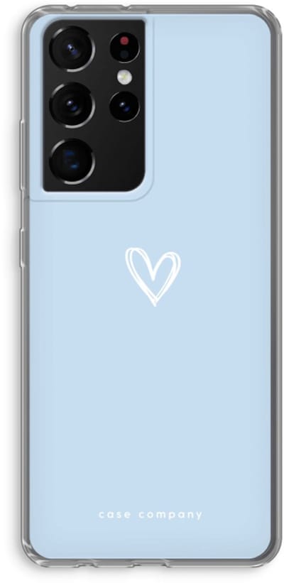 Case Company® - Hoesje geschikt voor Samsung Galaxy S21 Ultra hoesje - Klein Hart Blauw - Soft Cover Telefoonhoesje - Bescherming aan alle Kanten en Schermrand