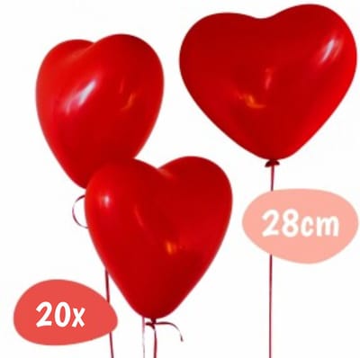 Hartjes Ballonnen - 28 cm - 20 stuks - Rood - Valentijn - Moederdag - Latex Ballonnenset - Geschikt voor Helium