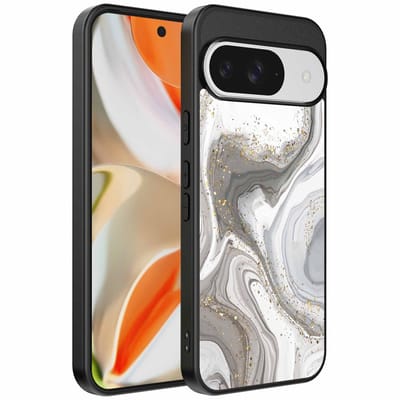 Geschikt voor Google Pixel 9 Pro XL Telefoonhoesje met marmer opdruk - TPU backcover case marble design - Zilver - Smartphonica geschikt voor Google Pixel 9 Pro XL