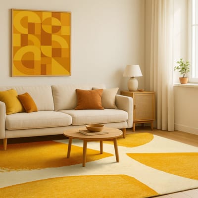 Binnen & Buiten Vloerkleed - 80 x 150 cm - Lola&Moi Corner Citrite - Laagpolig Tapijt - Gerecycled PET - Made in Belgium - Circulair