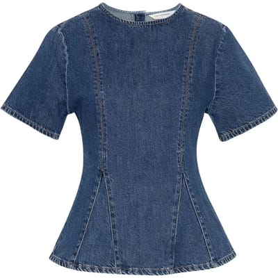 Jeansshirt met ronde hals model 'Turige Alena'