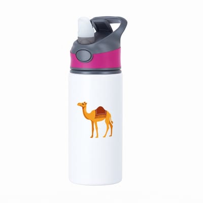 Hacebo® - Kamelen waterfles met rietje roze - Alpaca - Dieren liefhebbers - Dieren - dromedaris - water fles - 650ML