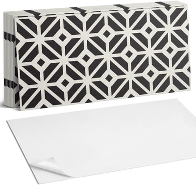 Coloray Plaktegels - Geometrisch patroon met ruiten Zelfklevende Wandtegels - 40 cm x 20 cm - Zwart Plaktegels - 10 stuks - Rechthoek PVC Tegels - Plaktegels Badkamer - Vloertegels Zelfklevend - Vinyl Tegels - Portugese Tegels