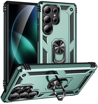 Coverup Hoesje - Geschikt voor Samsung Galaxy S25 Ultra Hoesje - Coverup Ring Kickstand Back Cover - Groen