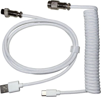 Coiled Cable - Wit - USB-C Naar USB-A - Mechanisch Toetsenbord Kabel