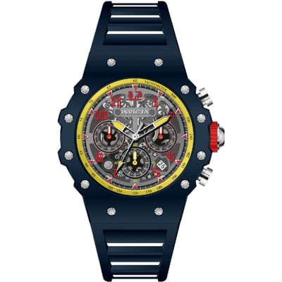 Invicta Racing 69661 Herenhorloge - Quartz Uurwerk - Acryl met Zilveren Wijzerplaat - 43 mm