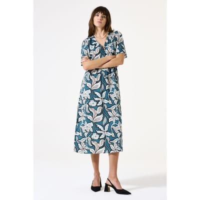 Garcia Ladies Dress Blue Lagoon Maat: XS | Midi Jurken Outlet | Dames | Blauw