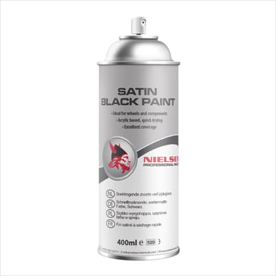 Nielsen | Mat zwart | Satin black paint | Spuitbus | Spuitlak | Spuitverf | Super hoge dekking