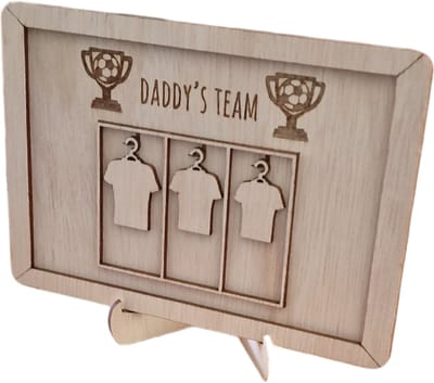 Bord - Daddy's team met 3 shirtjes [vaderdag] - [papa] - [cadeau vader] - [Kado papa] - [Verjaardag vader]