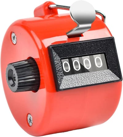 Viercijferige Telklikker - Handteller Mechanisch - Activiteit Statistieken - Duidelijk Afleesbaar Display - 55x46mm - Rood