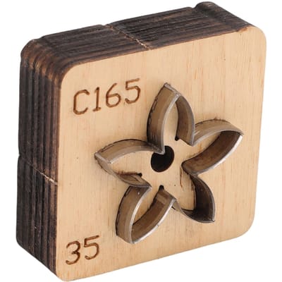 Leren Snijvorm met Houten Basis Bloemvorm Stansvorm voor het Maken van Hangers Knutselprojecten beige
