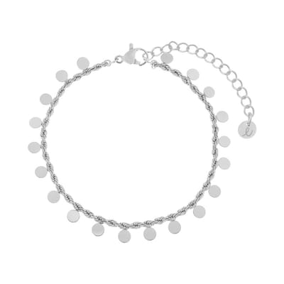 Essentialistics - Armband met veel muntjes - Volwassenen - Zilverkleur - Stainless steel (verkleurt niet) - Verlengkettinkje