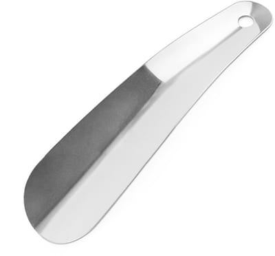 Dailygoods- Schoenlepel 16 cm - Roestvrij Staal - Ergonomische Vorm - Antislip - Ophanggat - Gladde Randen - Schoenhulp