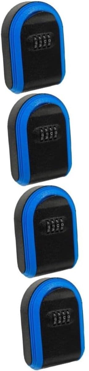 Famanu – Set van 4 sleutelboxen met combinatieslot voor muurmontage, kunststof (blauw)