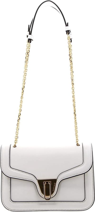 COCCINELLE Leren Schoudertas Avondtas Marvin Twist Handbag Coconut Milk Crème