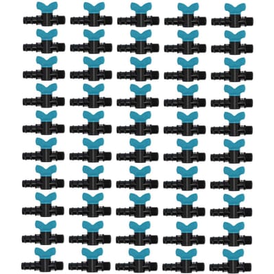 Lot de 50 vannes d'arrêt à filetage mâle 20 x 1/2 po pour irrigation goutte à goutte de jardin