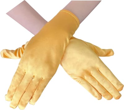 Elegante Satijnen Korte Opera Handschoenen voor Dames, Ideaal voor Bruiloften, Dansfeesten en Ceremonies in Tangerine