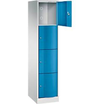 C+P Resisto lockerkast, 1 vak, 4 vakken, B 396 x D 540 x H 1950 mm, lichtgrijs/ruwe rood