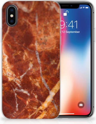 Apple iPhone X | Xs TPU Siliconen Hoesje Marmer Bruin