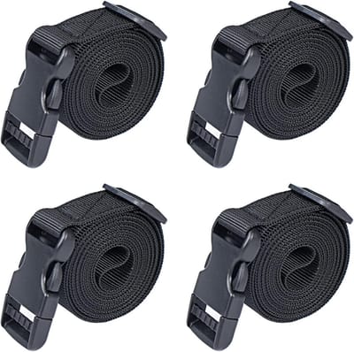 Utility Straps - Tie Down Straps - Securing Items - Quick-Release Buckle - 12 Feet - Black