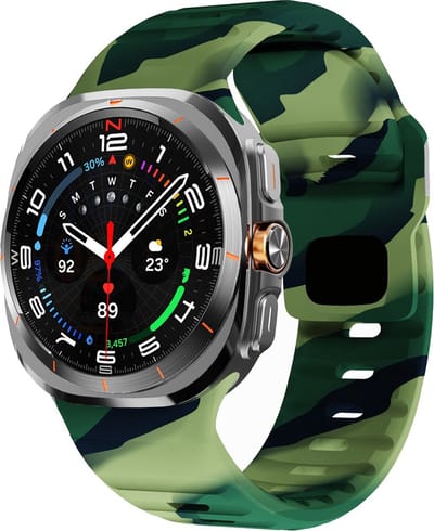 By Qubix - smartwatch bandje - Compatible Samsung bandje - Wave siliconen bandje - Legergroen camouflage - Geschikt voor Samsung Galaxy Watch Ultra / Ultra 2 - 47mm