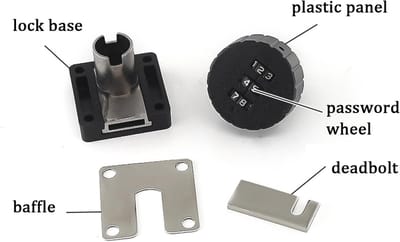 Draaibareur slot - Combinatieslot kast - Meubels beveiligen - Mechanisch 3-cijferig - 39 millimeter - Zwart