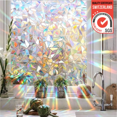 Homewell® 3D Regenboog Raamfolie HR++(+) - Anti-Inkijk - Isolerend & Zonwerend - 60x200cm – Statisch - Prisma Scherven Effect