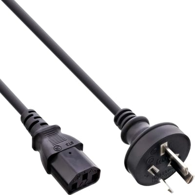 InLine Australië stroomkabel met C13 plug - zwart - 1,8 meter