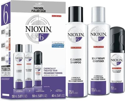 Nioxin 3-Delige Systeem 6 Chemisch Behandeld Haar met Gevorderd Dunner Wordend Haar Behandeling Hoofdhuid Therapie Haar Verdikkingsbehandeling