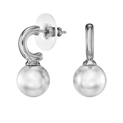 Traveller Oorbellen - Oorhangers Dames - Zilver - Parel - Ø 10 mm - Wit - Geplatineerd - 20x10 mm - Hangers - 114304
