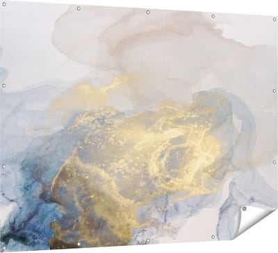 Gards Tuinposter Abstracte Kunst van Grijze Gouden Marmer - 160x120 cm - Tuindoek - Tuindecoratie - Wanddecoratie buiten - Tuinschilderij