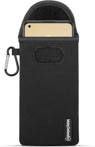 MobyDefend Hoesje - Geschikt voor Oppo Reno8 T - Neopreen Pouch Met Karabijnhaak - Insteek - Riemlus - Zwart