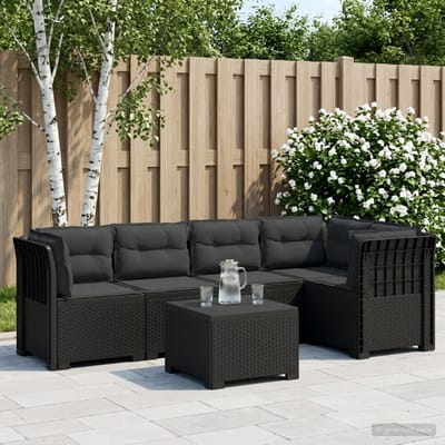 vidaXL - 5-Zits - Tuinbank - met - Kussens - Rattanlook - PP - Antraciet