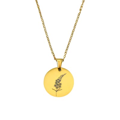 Graveerbare Munt Ketting met Geboortebloem Goud