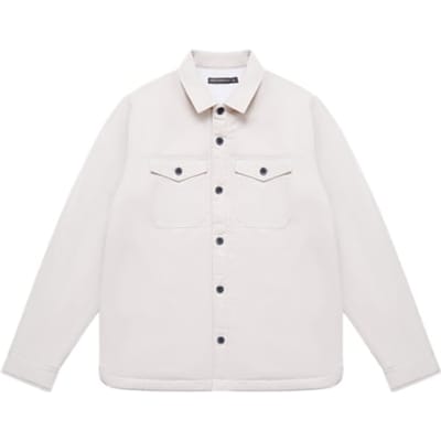 French Connection Worker 2 Pocket Borg Stone Size: S | Light Jackets Outlet | Heren | Wit