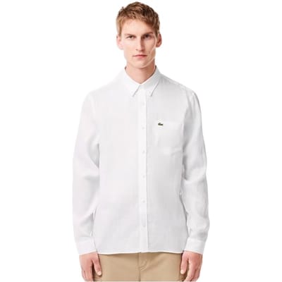 Lacoste Woven Overhemd Heren - Wit - Maat 46