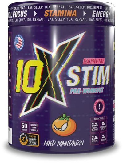 10X - Athletic - PRE WORKOUT - Engergy - Stim - PWO - Mad Mandarin - Mandarijn