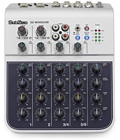 SubZero SZ-MIX06USB 6-kanaals USB-Mixer/Interface