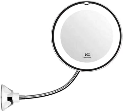 MTTproducts - LED Make-up Spiegel met Zuignap en Draaibare Nek, Handig voor Thuis en Reizen
