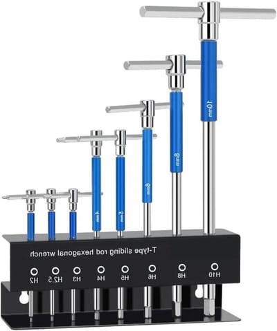 T-sleutel Inbussleutel - Verlengde Moersleutel - Reparatie Onderhoud - Schuifstang Ontwerp - 2-10mm - Blauw