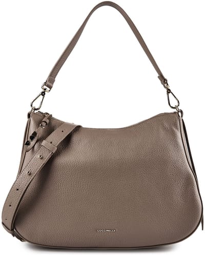 Coccinelle Nory Schoudertas Leder 37 cm - Dames - warm taupe
